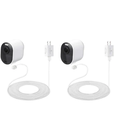 Wasserstein 16ft Weatherproof Outdoor Magnetic Charging Cable w/ Quick Charge Adapter for Arlo Ultra/Ultra 2, Pro 3/Pro 4 (2 Pack, White)