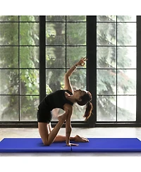 6'2'1.6" Gymnastic Yoga Mat Folding Exercise Aerobics Stretch w/Handle Purple