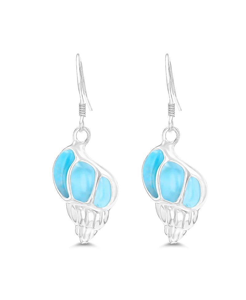 Macy's Larimar Seashell Fishhook Earrings in Sterling Silver