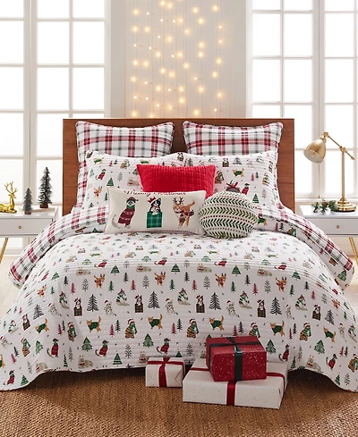 Levtex Meowy Christmas Reversible 2-Pc. Quilt Set, Twin/Twin Xl