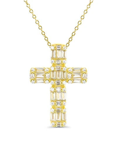 Macy's Cubic Zirconia Cross Necklace (1 1/2 ct. t.w.) in 14k Gold Over Sterling Silver