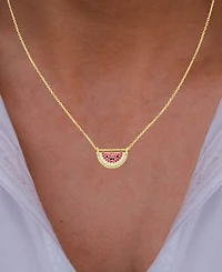 Macy's Cubic Zirconia Watermelon Necklace (3/4 ct. t.w.) in 14k Gold Over Sterling Silver
