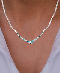 Macy's Created Opal Greek Key Necklace in Sterling Silver
