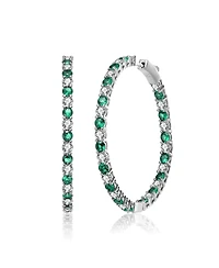 Rhodium Plated Cubic Zirconia Hoop Earrings