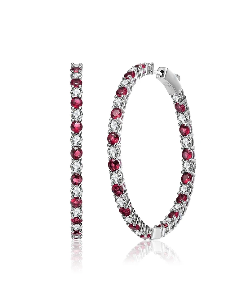 Rhodium Plated Cubic Zirconia Hoop Earrings