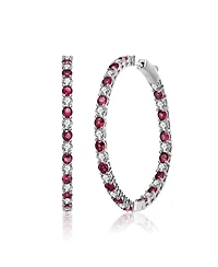 Rhodium Plated Cubic Zirconia Hoop Earrings