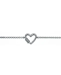 White Gold Plated Cubic Zirconia Heart Adjustable Bracelet