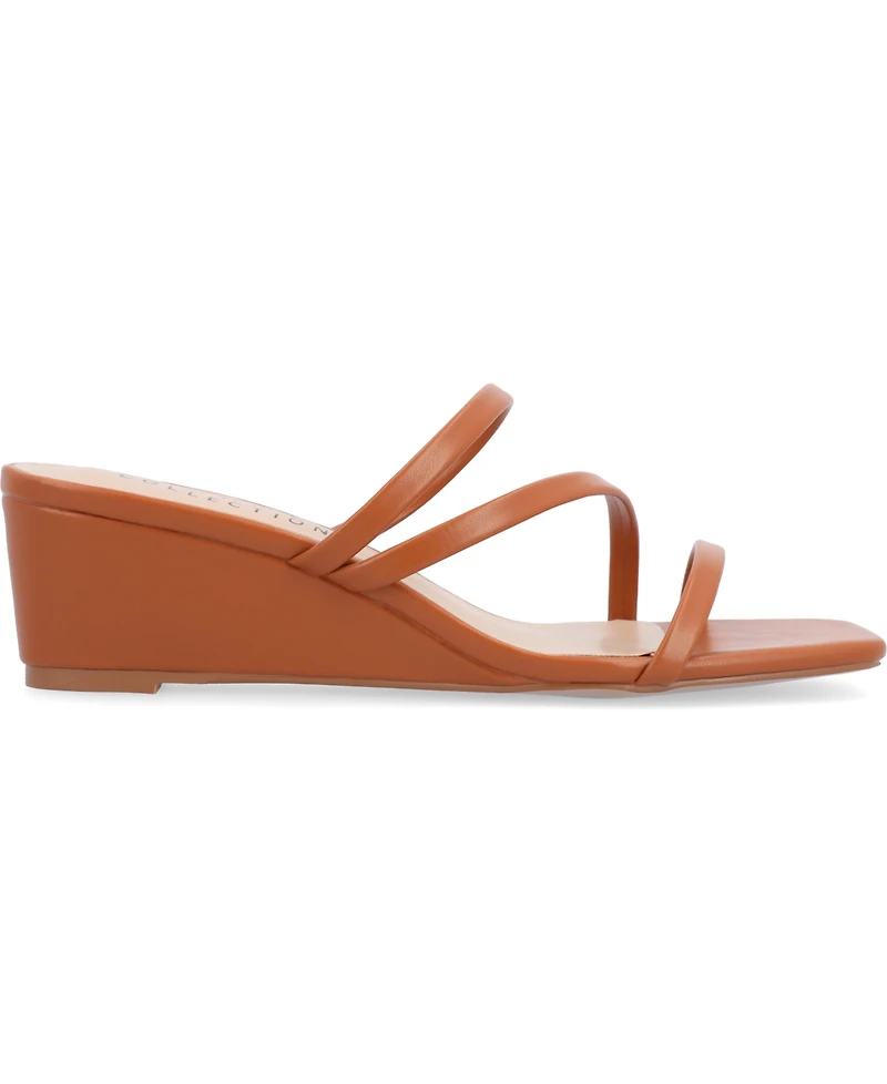 Journee Collection Women's Takarah Strappy Asymmetrical Wedge Sandals