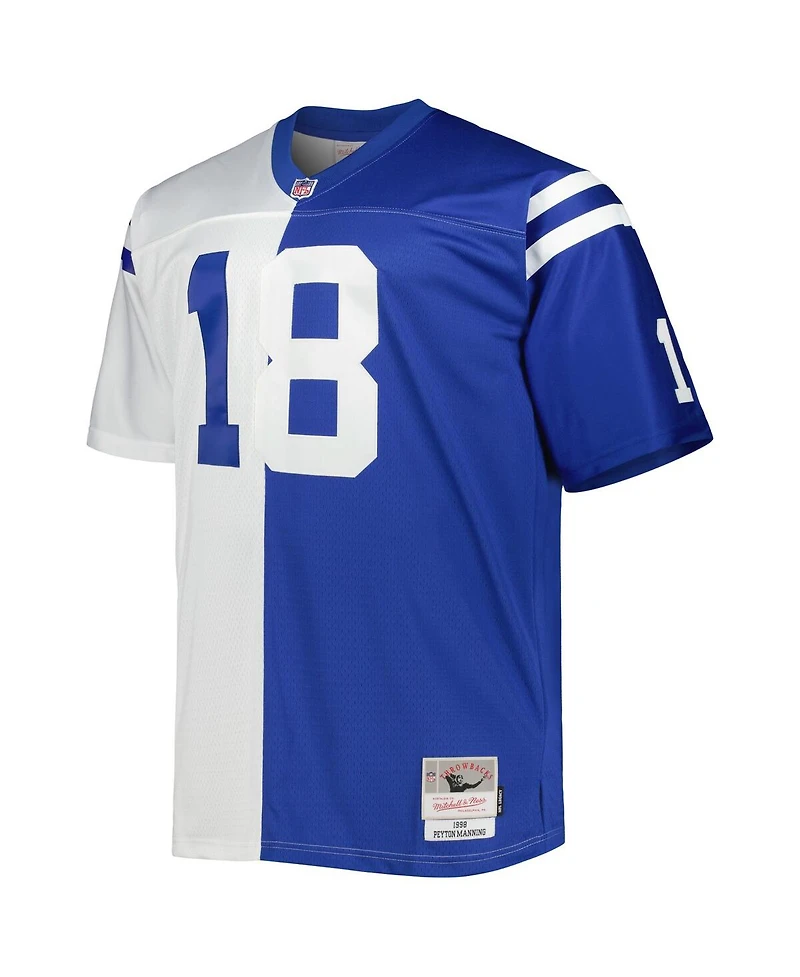 Men's Mitchell & Ness Peyton Manning White, Royal Indianapolis Colts Big and Tall Split Legacy Retired Player Replica Jersey
