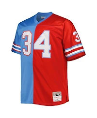 Men's Mitchell & Ness Earl Campbell Light Blue, Red Houston Oilers Big and Tall Gridiron Classics Split Legacy Retired Player Replica Jersey