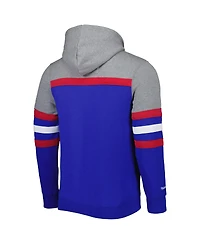 Men's Mitchell & Ness Royal, Heathered Gray New England Patriots Head Coach Pullover Hoodie