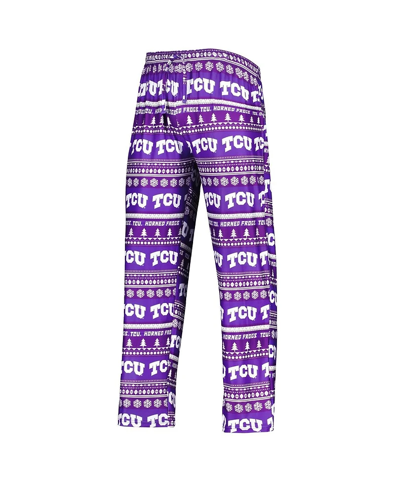 Men's Concepts Sport Purple Tcu Horned Frogs Swivel Long Sleeve T-shirt and Pants Sleep Set
