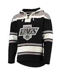 Men's '47 Brand Luc Robitaille Black Los Angeles Kings Retired Player Name and Number Lacer Pullover Hoodie