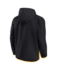 Men's Fanatics Black, Gold Pittsburgh Penguins Backhand Shooter Defender Anorak Raglan Hoodie Quarter-Zip Jacket