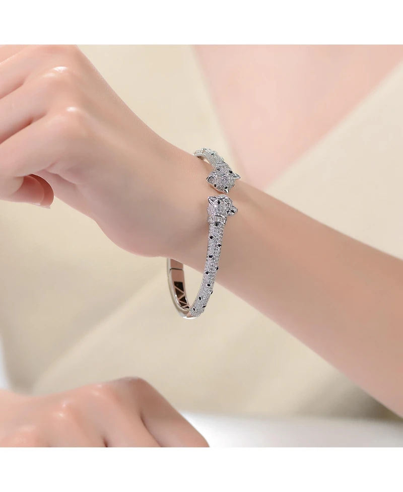 Ra Cubic Zirconia White Gold Plated Fauna Bangle Bracelet
