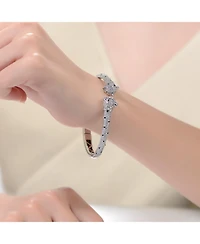 Ra Cubic Zirconia White Gold Plated Fauna Bangle Bracelet