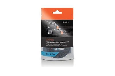 DreamGear 845620090013 10 ft. Bionik Lynx Braided Charge & Sync Cable for PlayStation 4