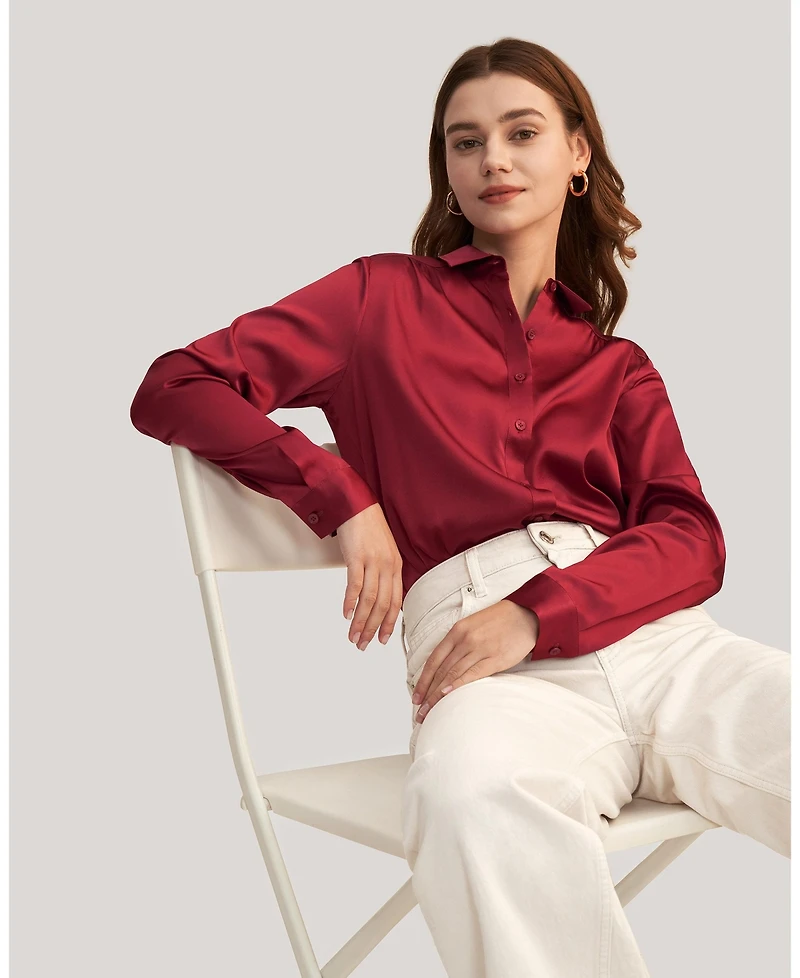 Lilysilk Women's Long Sleeves Collared Silk Blouse