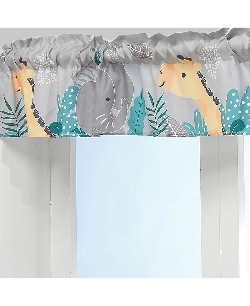 Bedtime Originals Mighty Jungle Gray Elephant/Giraffe Window Valance