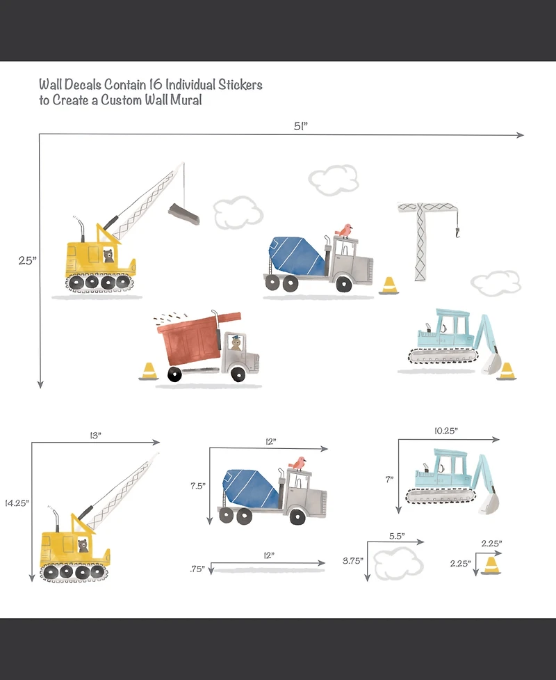 Bedtime Originals Construction Zone Trucks Wall Decals/Stickers