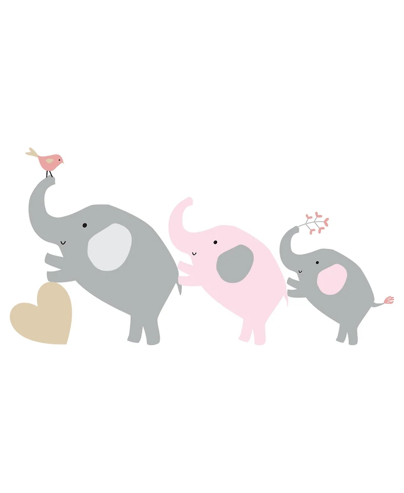 Bedtime Originals Eloise Gray/Pink/Gold Elephant Nursery Wall Decals
