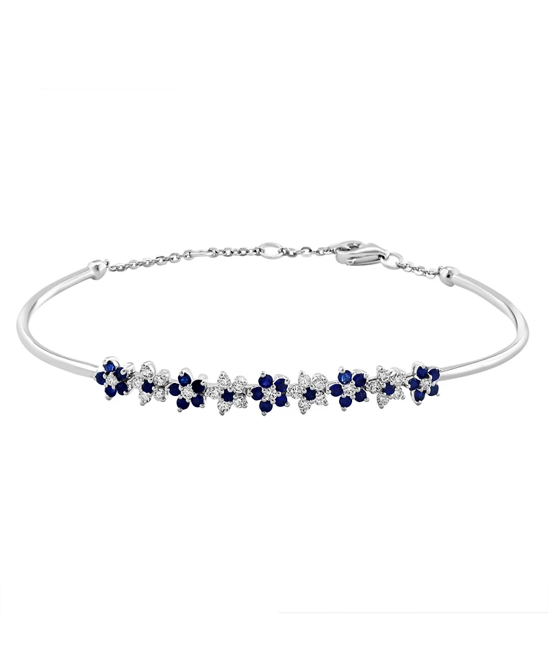 Lali Jewels Sapphire (5/8 ct. t.w.) and Diamond (1/3 ct. t.w.) Bangle in 14K White Gold