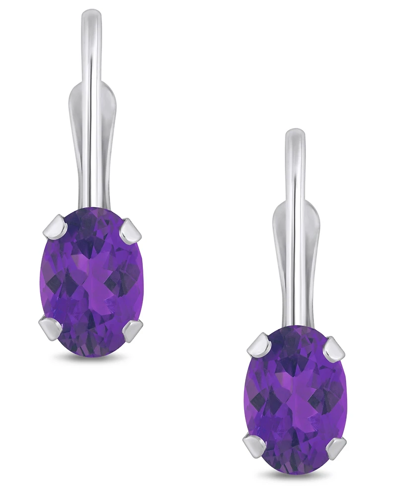 Macy's Gemstone Leverback Earrings 10K White Gold