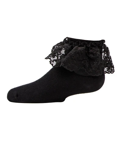 MeMoi Big Girls Petite Floral Lace Cotton Blend Anklet Socks