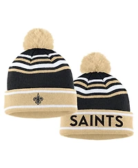 Women's Wear by Erin Andrews Black New Orleans Saints Colorblock Cuffed Knit Hat with Pom and Scarf Set