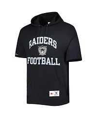 Men's Mitchell & Ness Black Las Vegas Raiders Washed Short Sleeve Pullover Hoodie