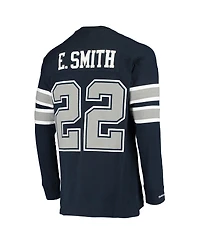 Men's Mitchell & Ness Emmitt Smith Navy Dallas Cowboys Throwback Retired Player Name and Number Long Sleeve Top