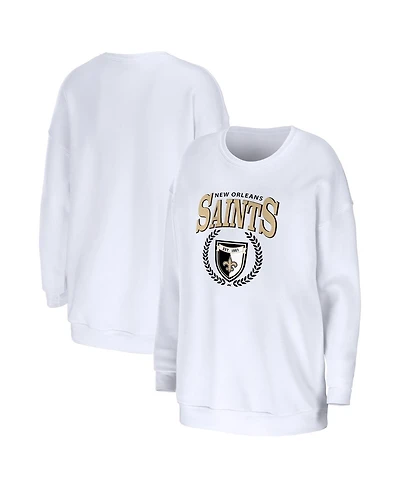 Women's Wear by Erin Andrews White New Orleans Saints Oversized Pullover Sweatshirt