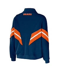 Women's Wear by Erin Andrews Navy Chicago Bears Plus Yarn Dye Stripe Full-Zip Jacket