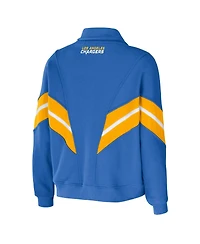 Women's Wear by Erin Andrews Powder Blue Los Angeles Chargers Yarn Dye Stripe Full-Zip Jacket
