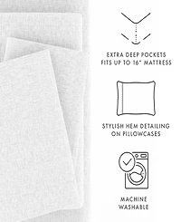 Home Collection Premium Ultra Soft Chambray Style Pattern 4 Piece Bed Sheets Set, Queen