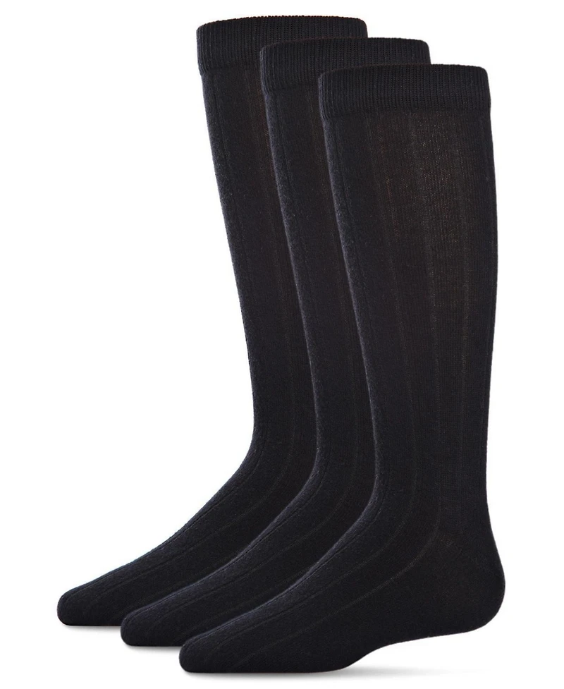 MeMoi Boys 3 Pairs Basic Cotton Blend Ribbed Crew Socks