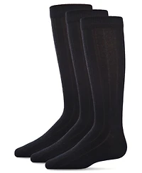 MeMoi Boys 3 Pairs Basic Cotton Blend Ribbed Crew Socks