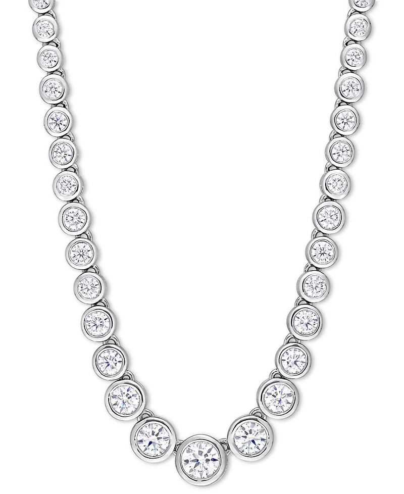 Moissanite Bezel Graduated Collar Necklace (2-3/4 ct. t.w. Diamond Equivalent) in Sterling Silver
