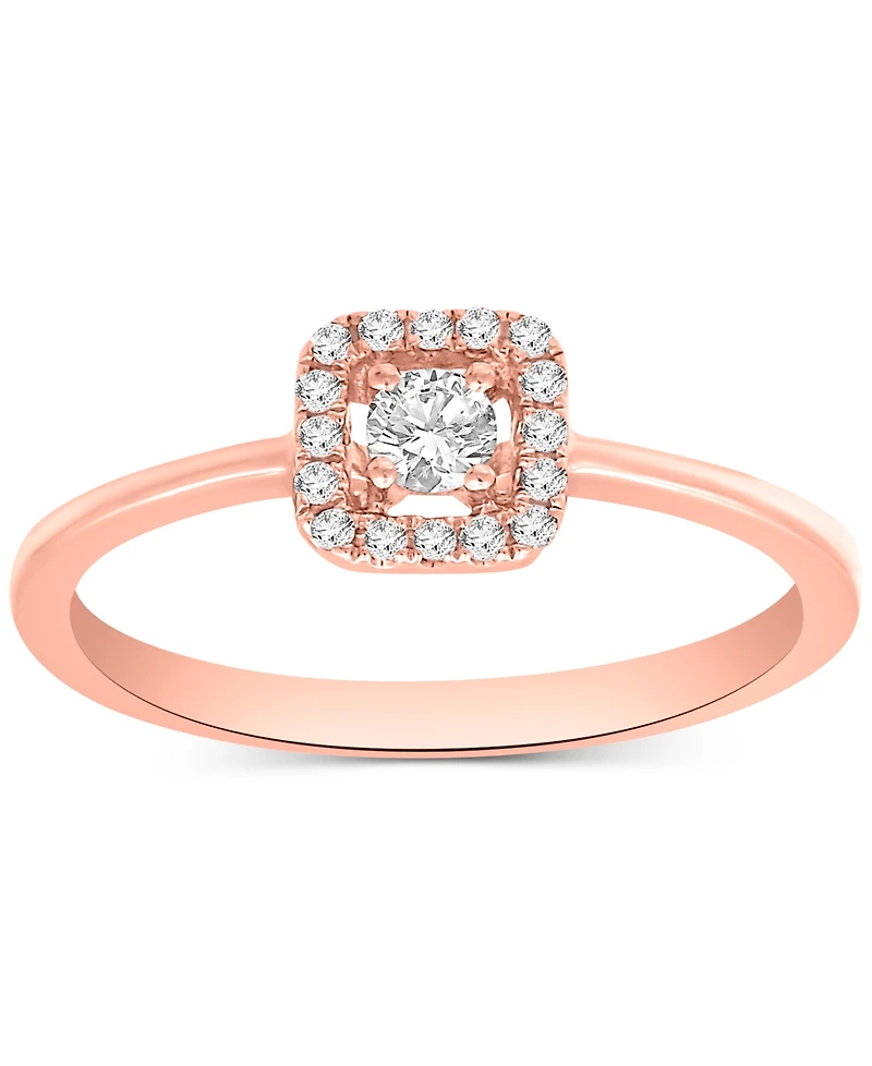 Diamond Square Halo Engagement Ring (1/5 ct. t.w.) in 14k White, Yellow or Rose Gold