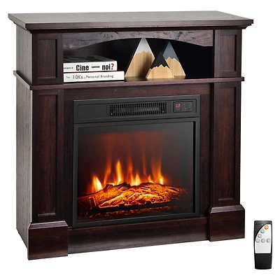 32" 1400W Electric Fireplace Mantel Tv Stand Space Heater W/ Shelf