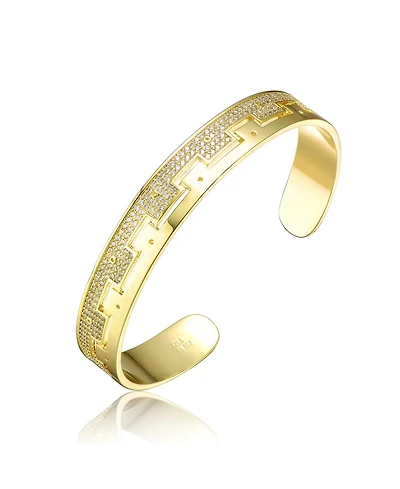 Ra Gold Plated with Cubic Zirconias Cuff Bracelet