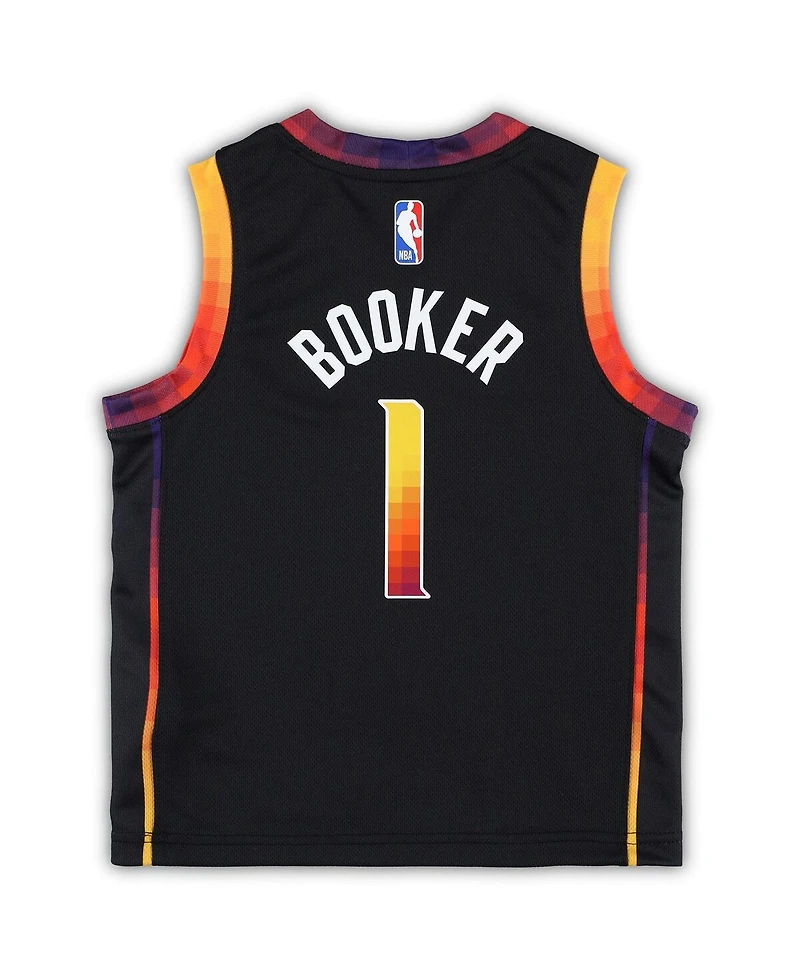 Preschool Boys and Girls Jordan Devin Booker Black Phoenix Suns 2022/23 Swingman Jersey - Statement Edition