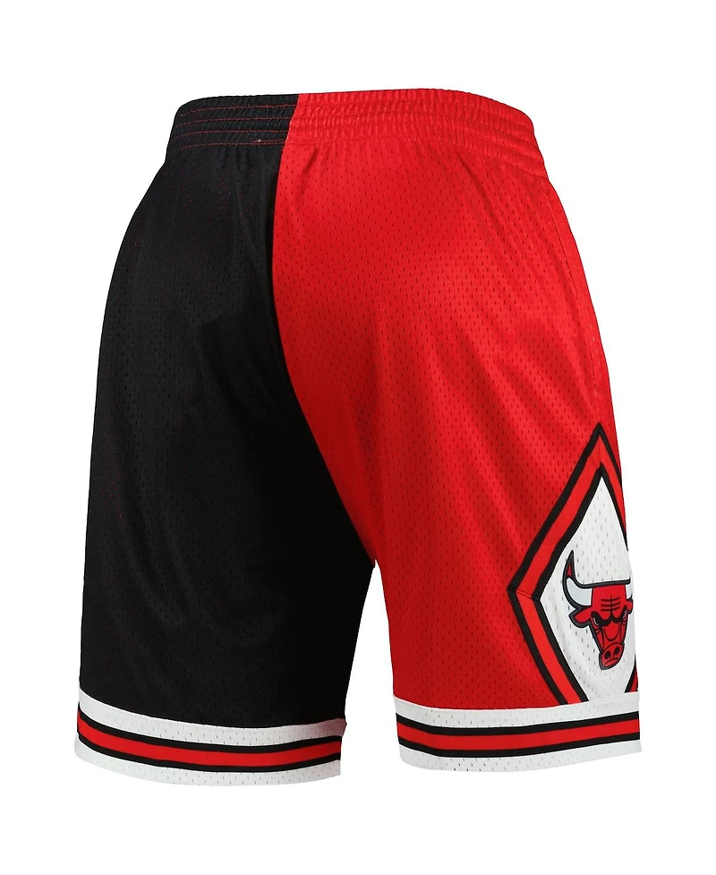 Men's Mitchell & Ness Black, Red Chicago Bulls Hardwood Classics 1997 Split Swingman Shorts