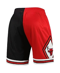 Men's Mitchell & Ness Black, Red Chicago Bulls Hardwood Classics 1997 Split Swingman Shorts
