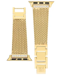Anne Klein Women's Premium Crystal and Gold-Tone Stainless Steel Mesh Band designed for Apple Watch 42mm (Series 10) & 38/40/41mm