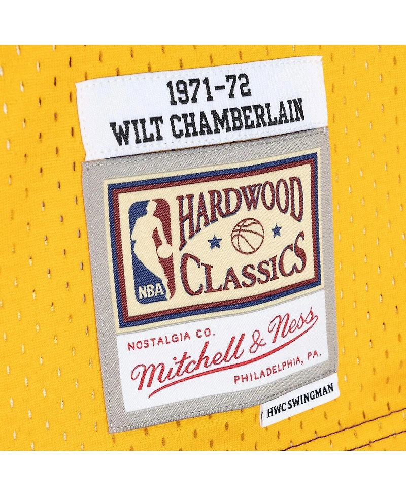 Men's Mitchell & Ness Wilt Chamberlain Purple, Gold Los Angeles Lakers Hardwood Classics 1971-72 Split Swingman Jersey