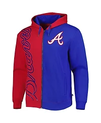 Men's Mitchell & Ness Red, Royal Atlanta Braves Fleece Full-Zip Hoodie