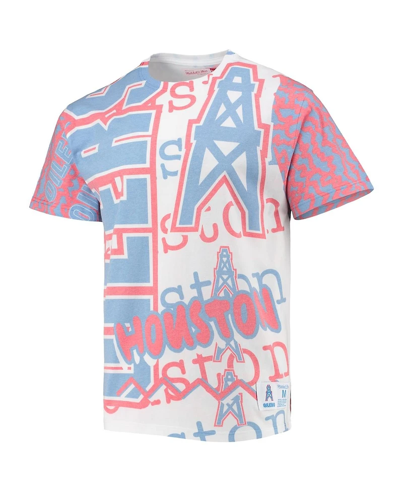 Men's Mitchell & Ness White Houston Oilers Jumbotron 2.0 Sublimated T-shirt