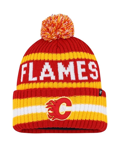 Men's '47 Brand Red Calgary Flames Bering Cuffed Knit Hat with Pom
