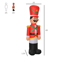 Homcom 6 ft Inflatable Solider Outdoor Nutcracker Display w/ Led Lights